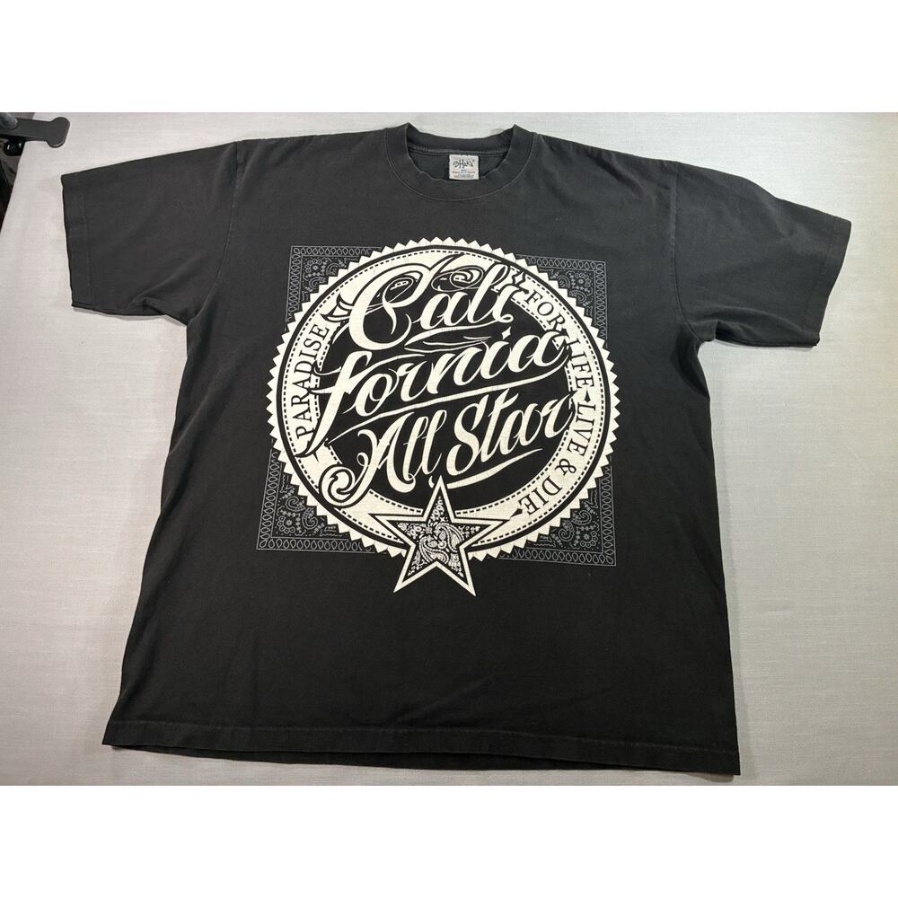 Shaka California All Stars Graphic Tee 2XL Black Skate Streetwear Bandana Print